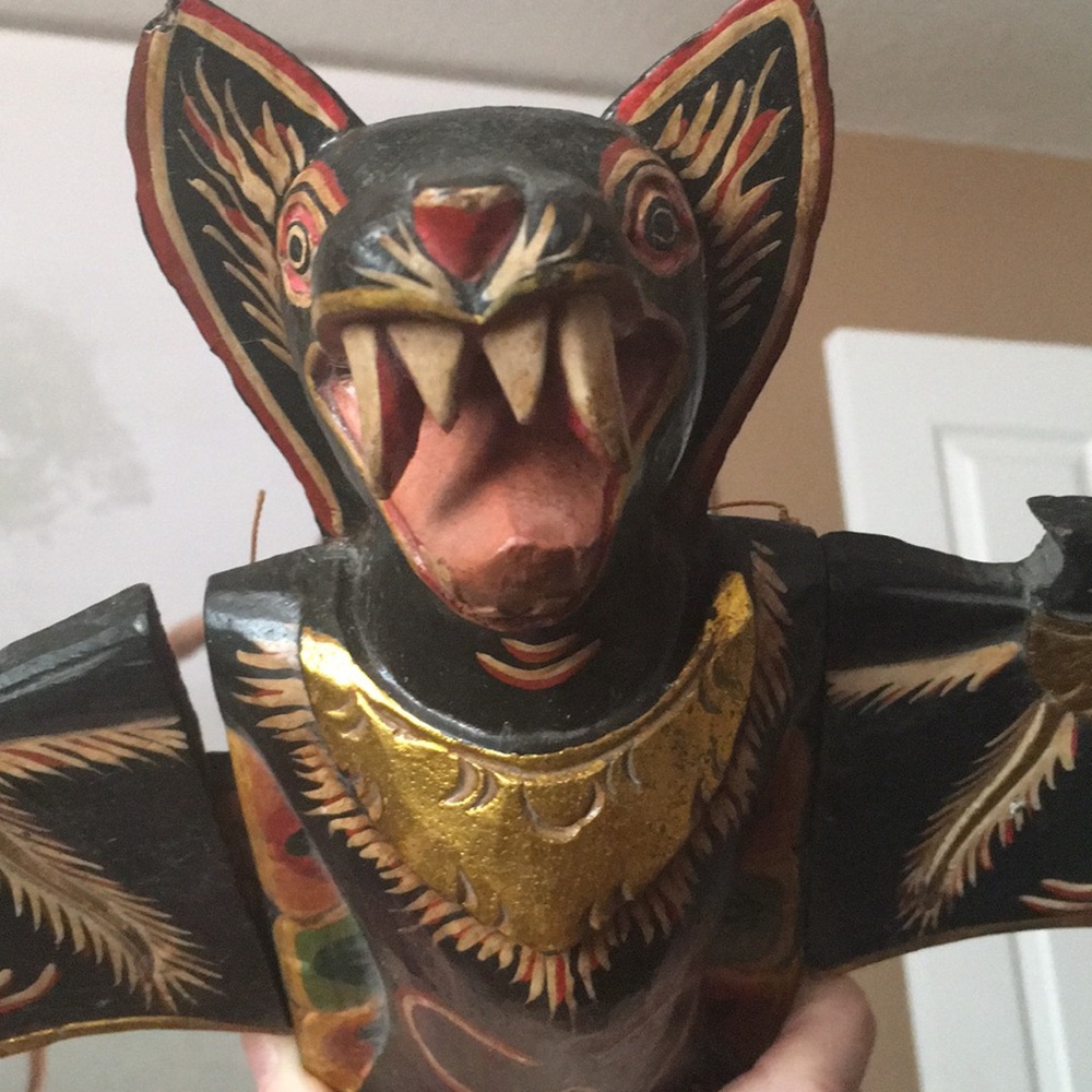 Hand carved wooden Bat from Bali